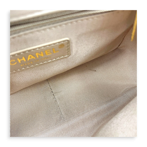 CC Button on Top Shoulder Bag in Lambskin, Gold hardware
