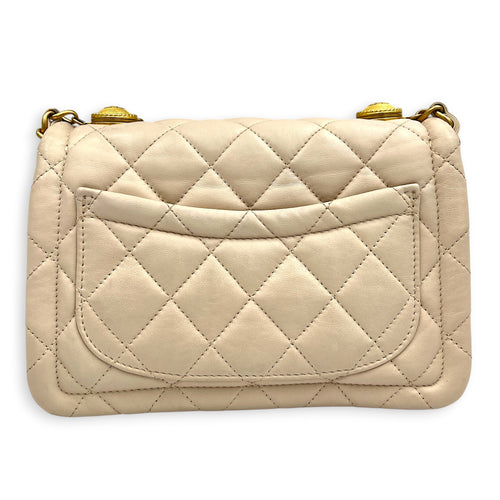 CC Button on Top Shoulder Bag in Lambskin, Gold hardware