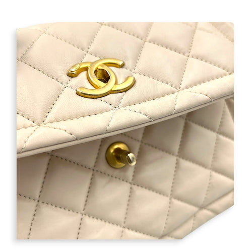 CC Button on Top Shoulder Bag in Lambskin, Gold hardware