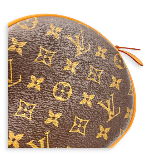 Boite Chapeau PM Brown Top Handle Bag in Coated Canvas, Gold hardware