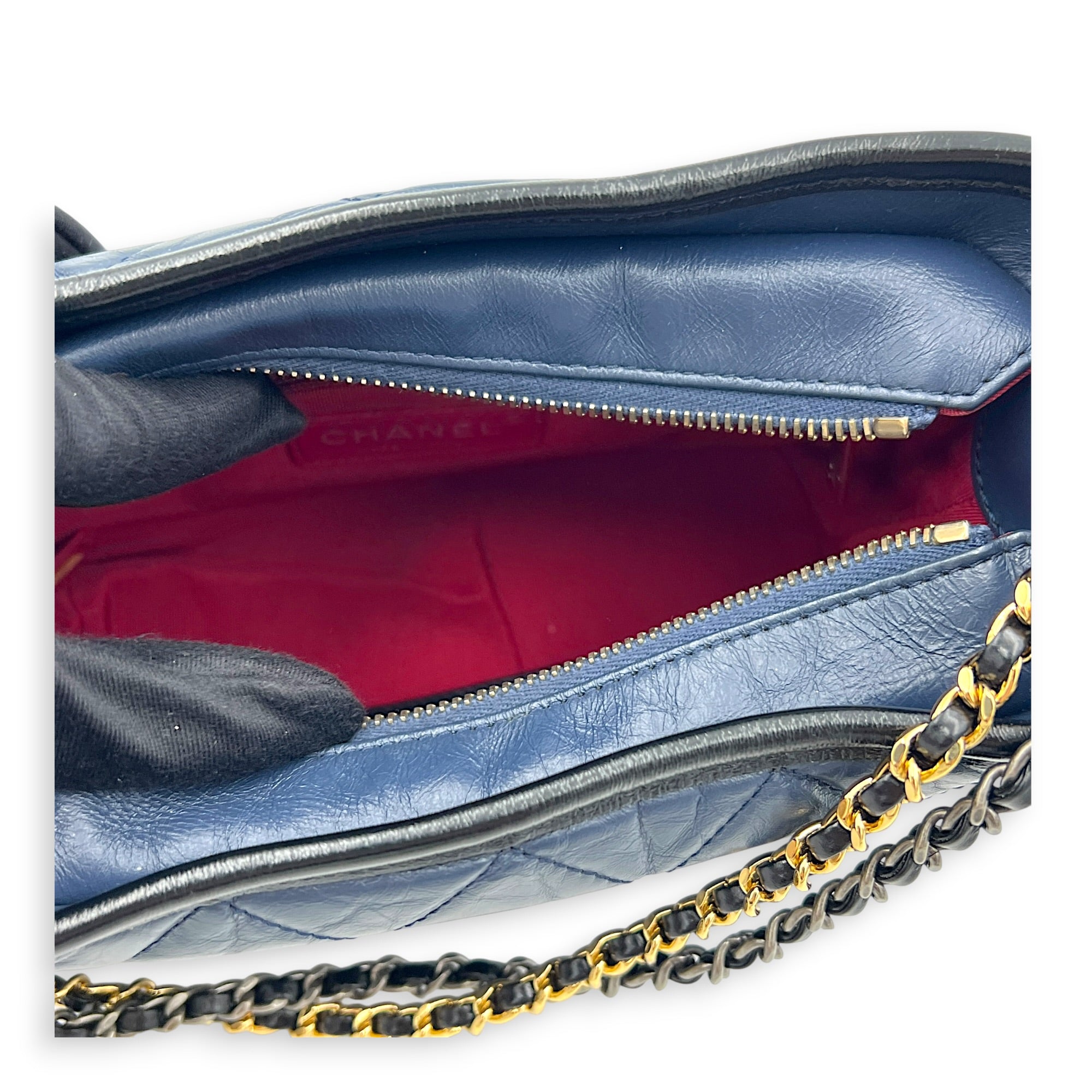 Gabrielle Crossbody Bag Small Blue in Calfskin, Mixed hardware