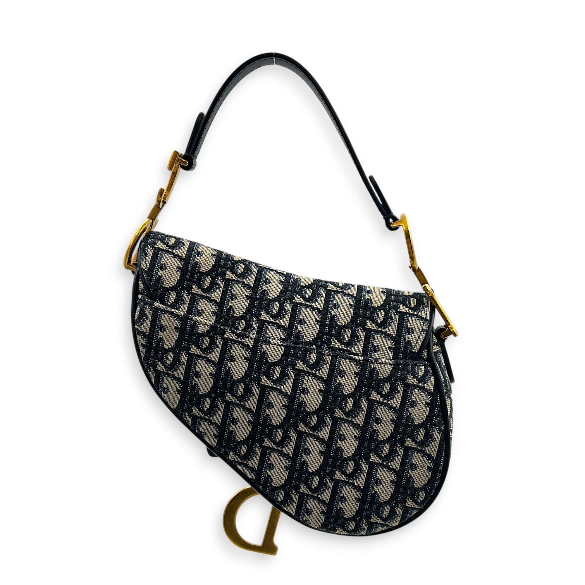 Saddle Top Handle Bag Mini Black in Canvas, Gold hardware