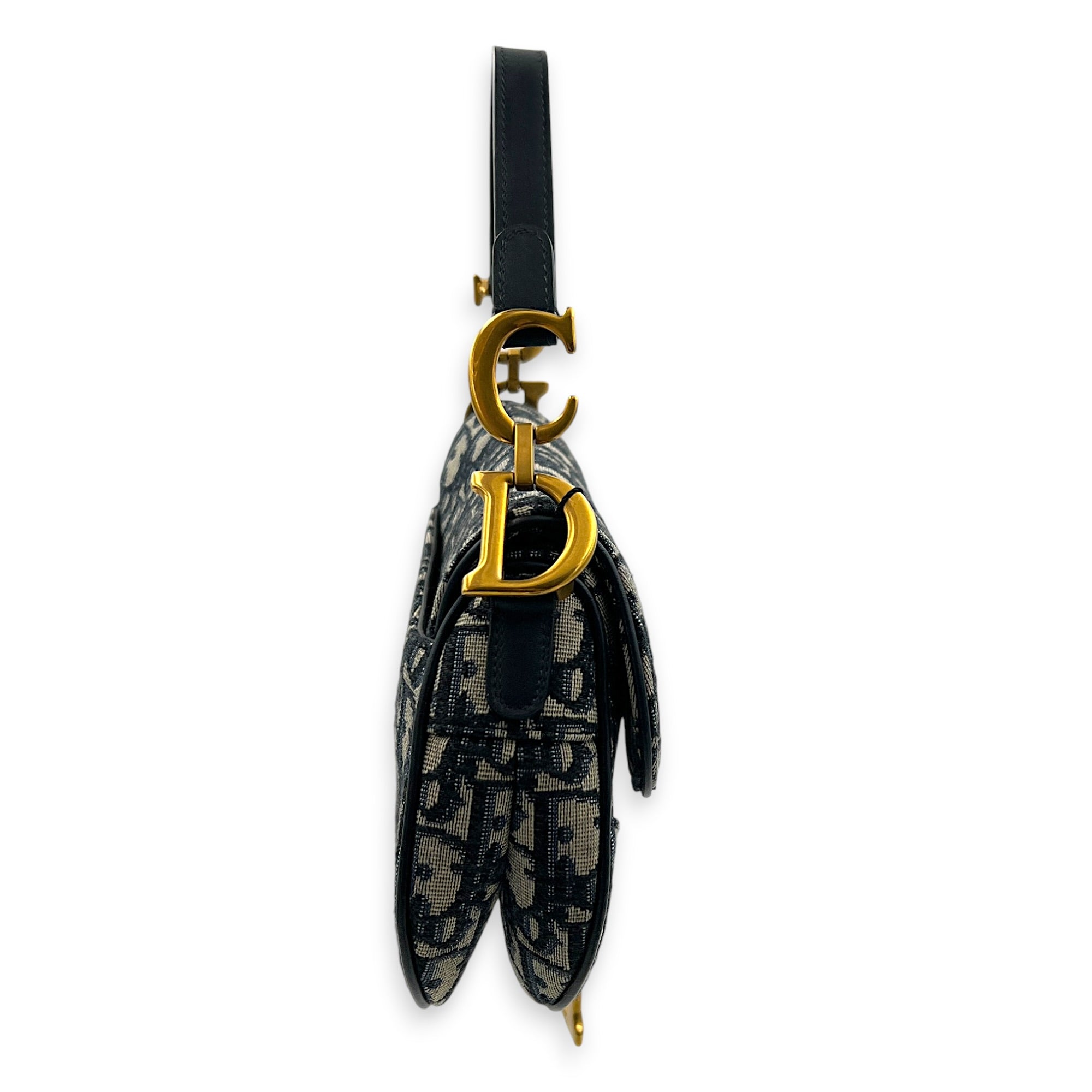 Saddle Top Handle Bag Mini Black in Canvas, Gold hardware