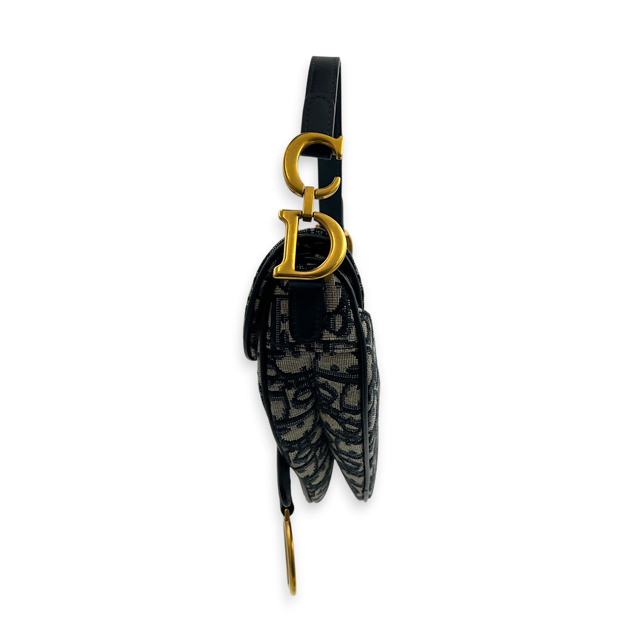 Saddle Top Handle Bag Mini Black in Canvas, Gold hardware