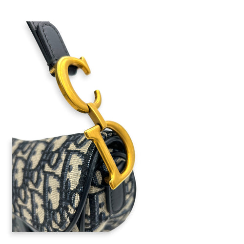 Saddle Top Handle Bag Mini Black in Canvas, Gold hardware