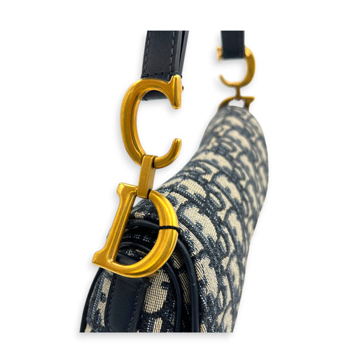 Saddle Top Handle Bag Mini Black in Canvas, Gold hardware