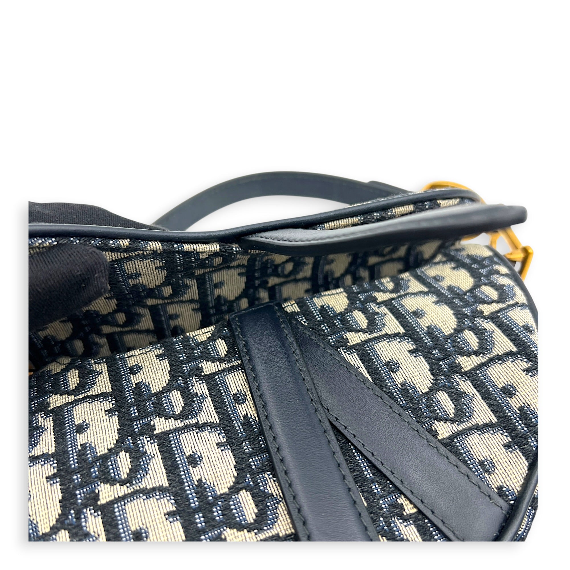 Saddle Top Handle Bag Mini Black in Canvas, Gold hardware