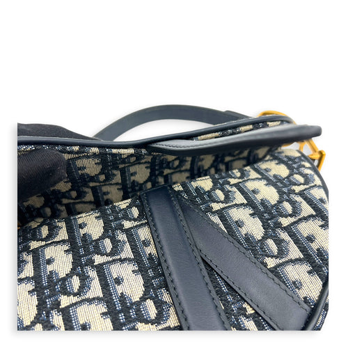 Saddle Top Handle Bag Mini Black in Canvas, Gold hardware