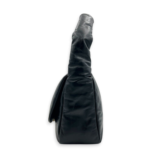 Monaco Black Top Handle Bag in Calfskin, Gold hardware