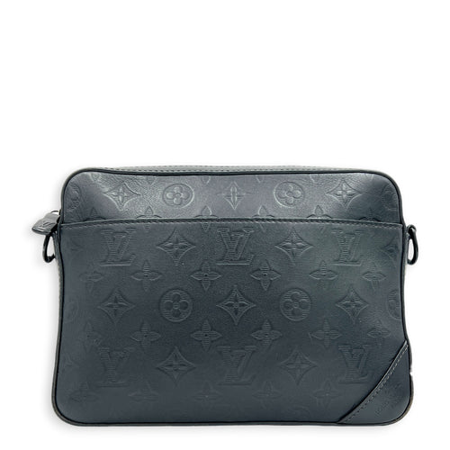 Monogram Shadow Duo Black Messenger in Calfskin, Ruthenium hardware