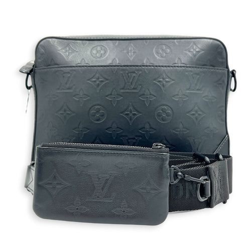 Monogram Shadow Duo Black Messenger in Calfskin, Ruthenium hardware