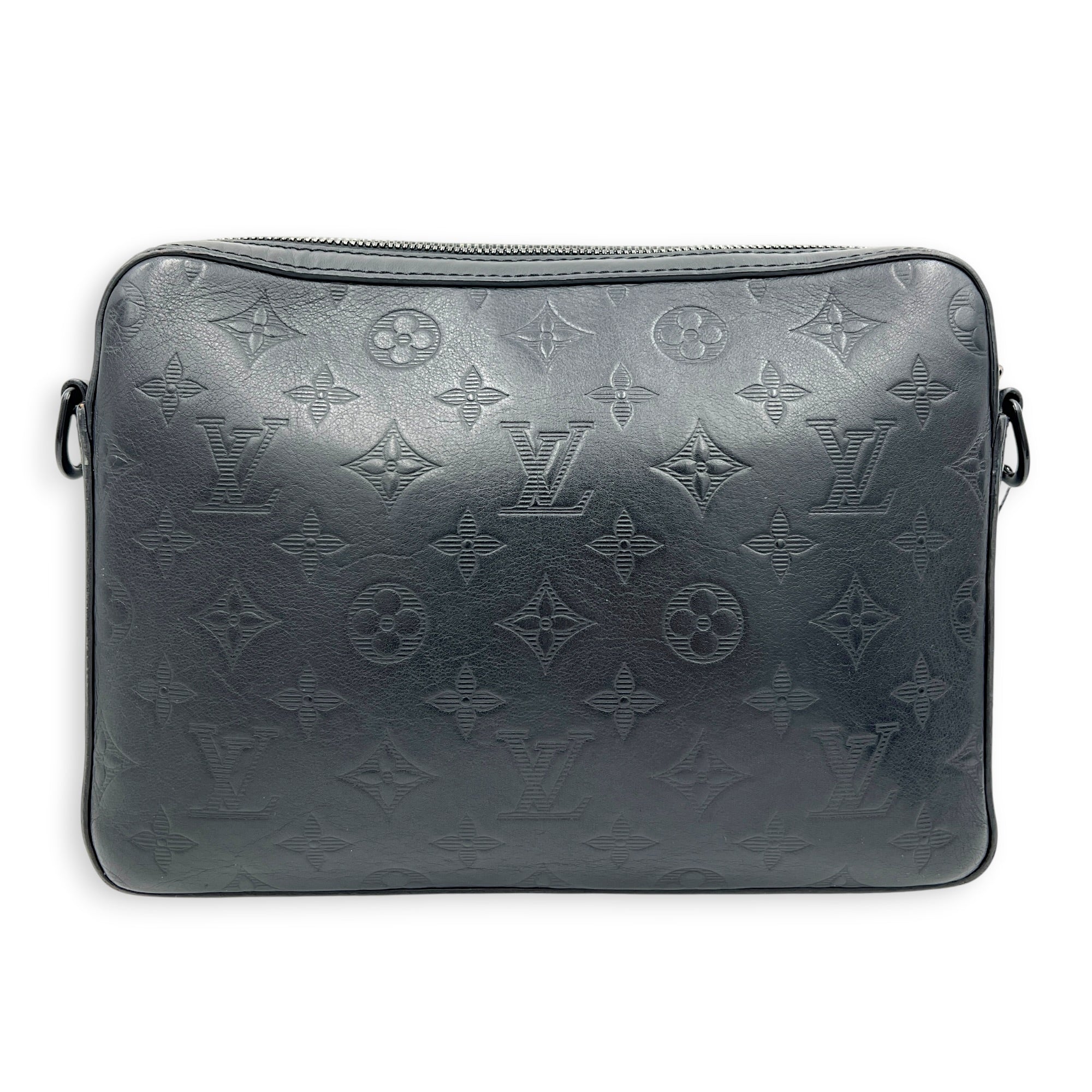 Monogram Shadow Duo Black Messenger in Calfskin, Ruthenium hardware