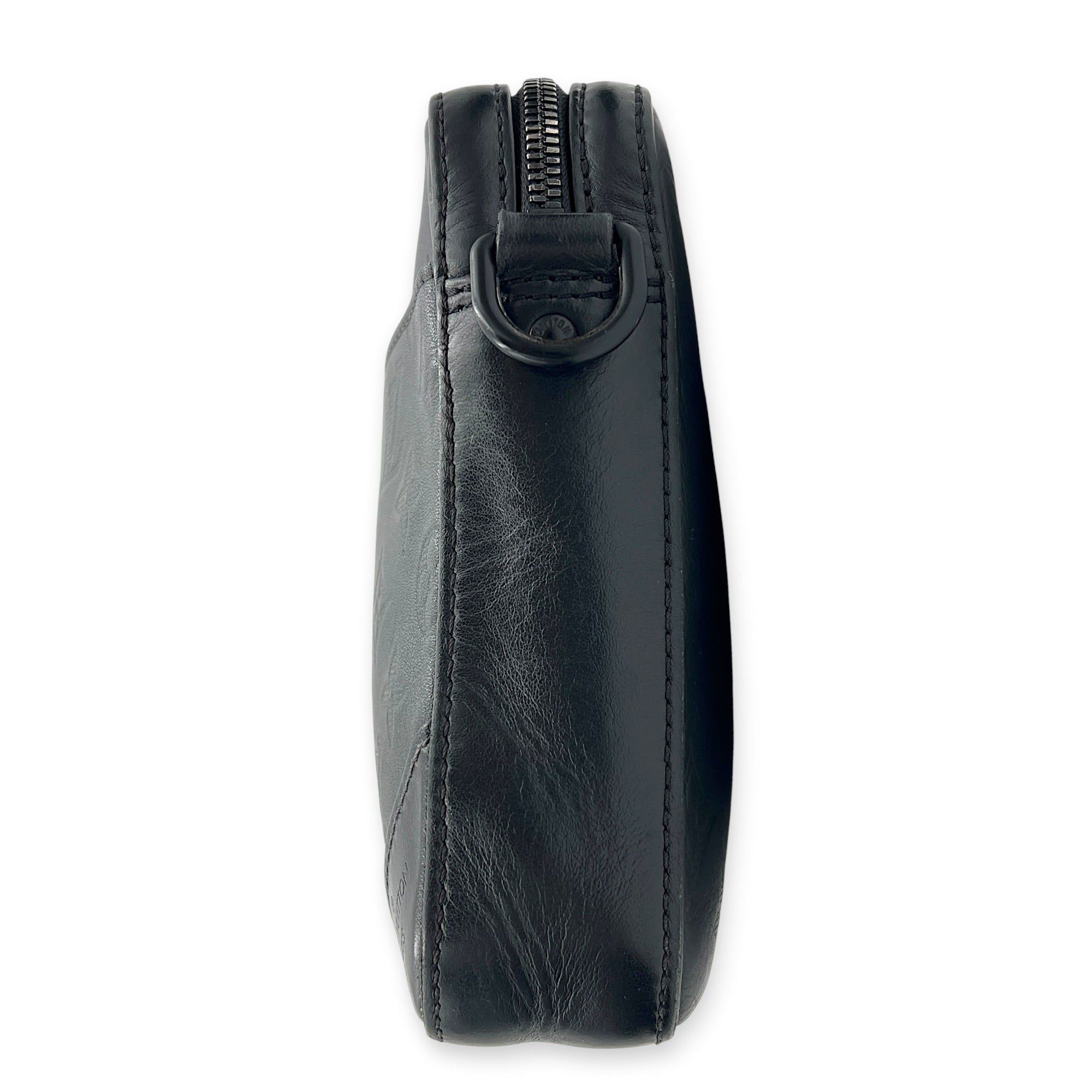 Monogram Shadow Duo Black Messenger in Calfskin, Ruthenium hardware