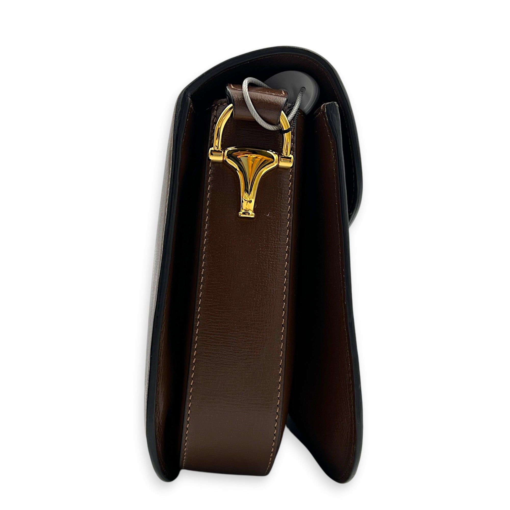 Horsebit 1955 Crossbody Bag Medium Brown in Calfskin, Gold hardware