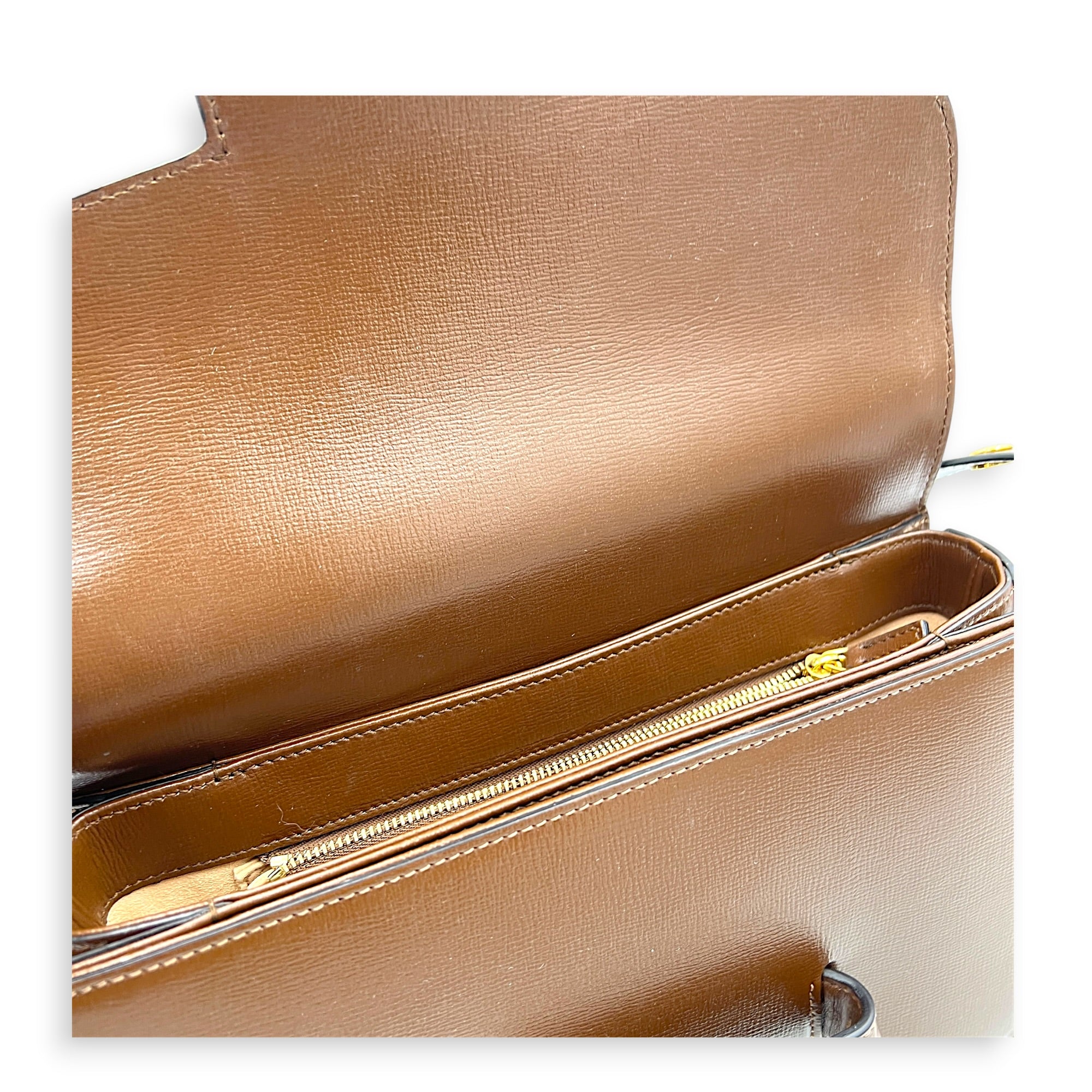 Horsebit 1955 Crossbody Bag Medium Brown in Calfskin, Gold hardware