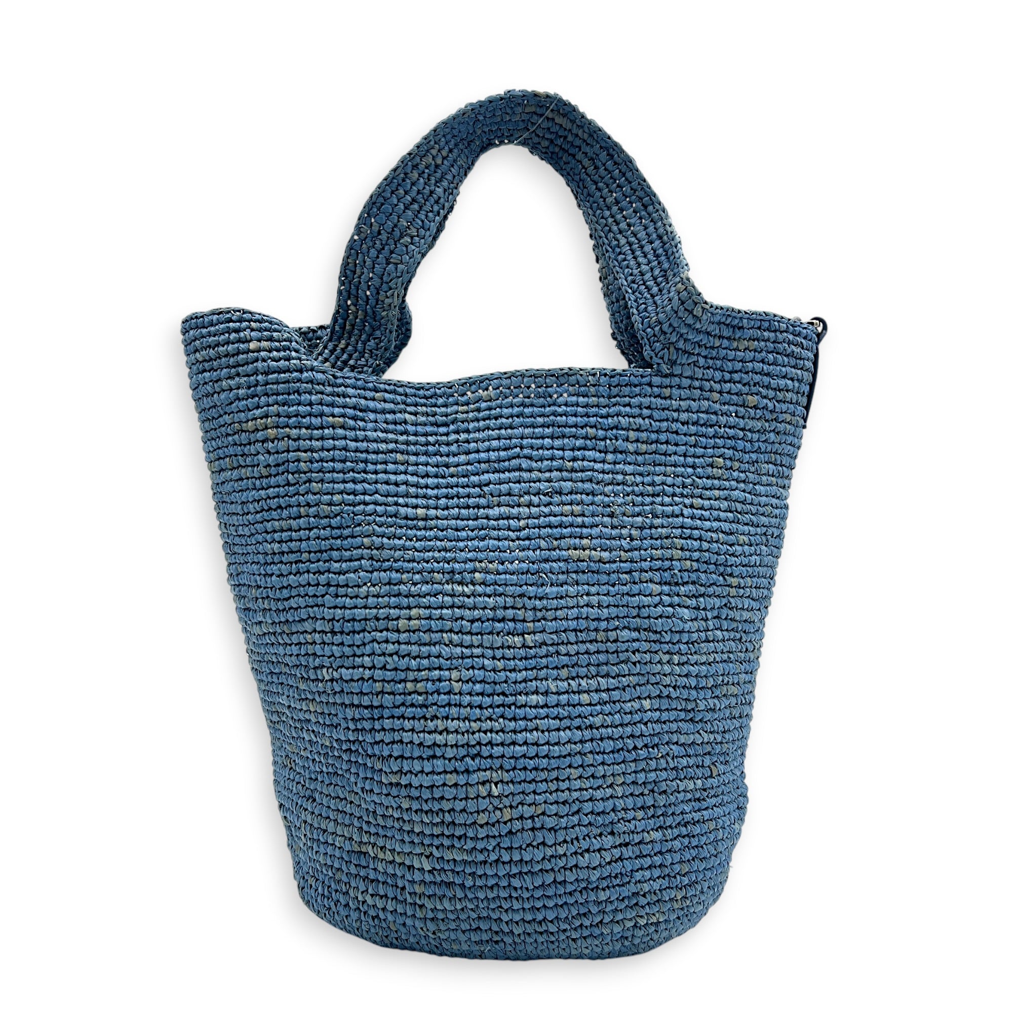 Anagram Top Handle Bag Blue in Raffia, Silver hardware