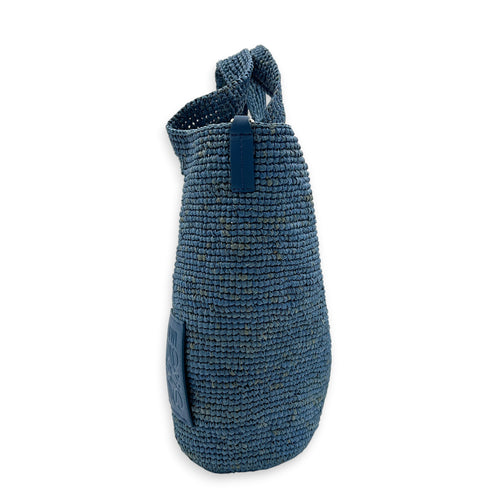 Anagram Top Handle Bag Blue in Raffia, Silver hardware