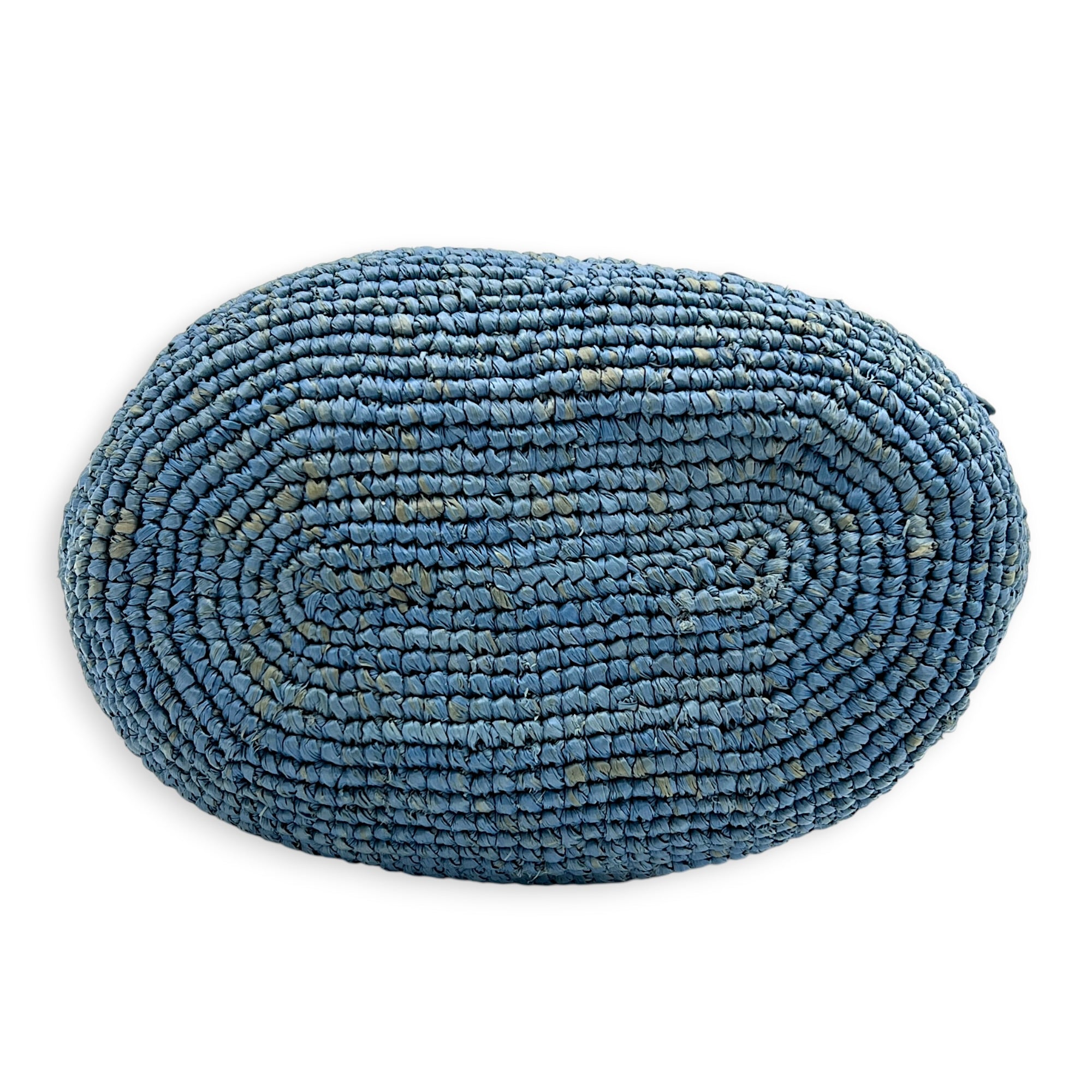 Anagram Top Handle Bag Blue in Raffia, Silver hardware