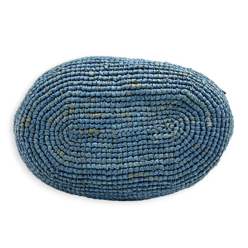 Anagram Top Handle Bag Blue in Raffia, Silver hardware