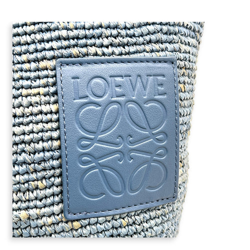Anagram Top Handle Bag Blue in Raffia, Silver hardware