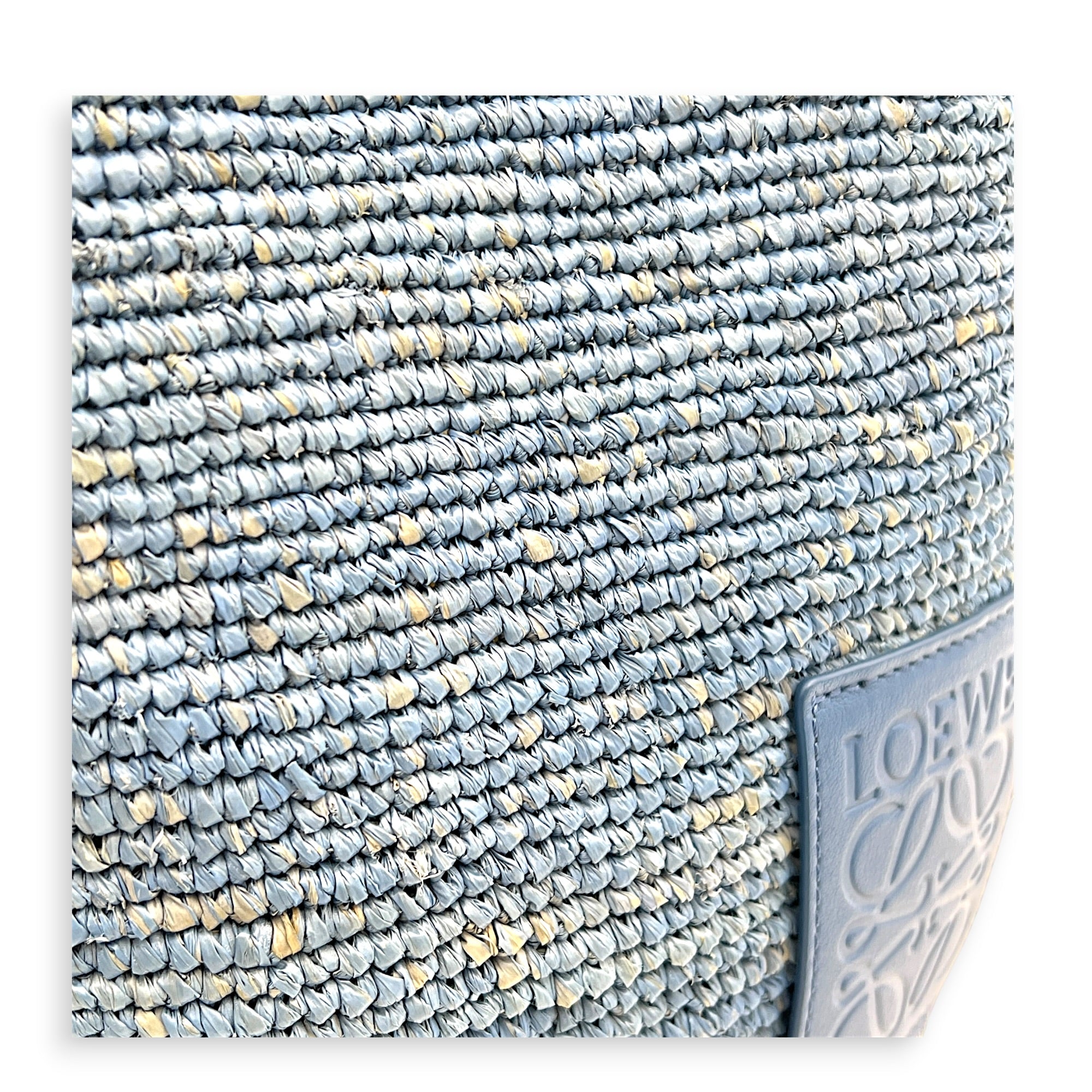 Anagram Top Handle Bag Blue in Raffia, Silver hardware