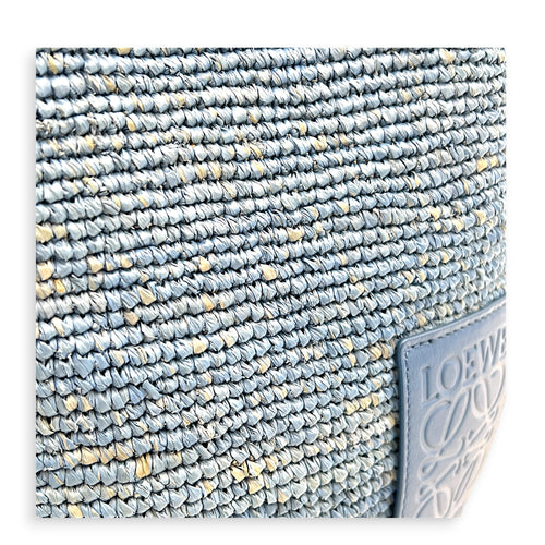 Anagram Top Handle Bag Blue in Raffia, Silver hardware