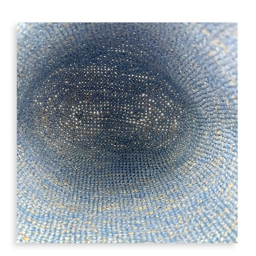 Anagram Top Handle Bag Blue in Raffia, Silver hardware