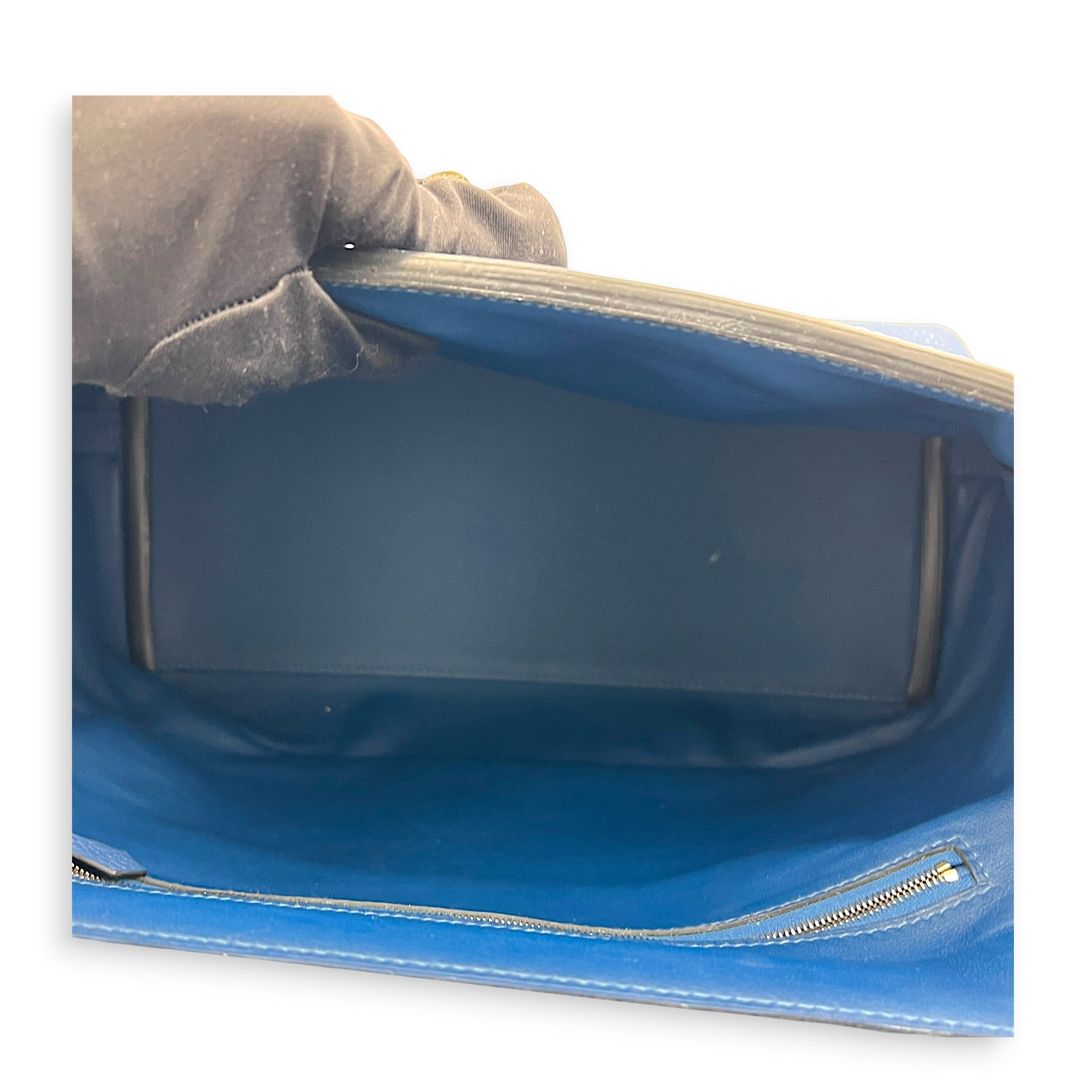 24/24 Bleu Brighton Top Handle Bag in Togo, Palladium hardware