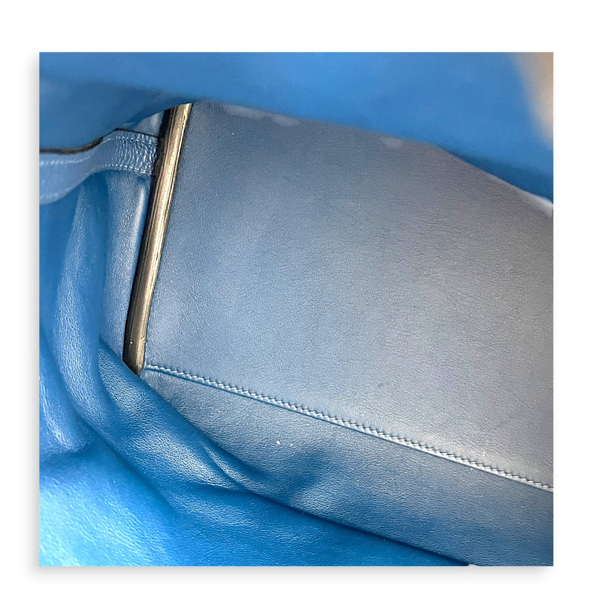 24/24 Bleu Brighton Top Handle Bag in Togo, Palladium hardware