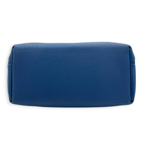 24/24 Bleu Brighton Top Handle Bag in Togo, Palladium hardware