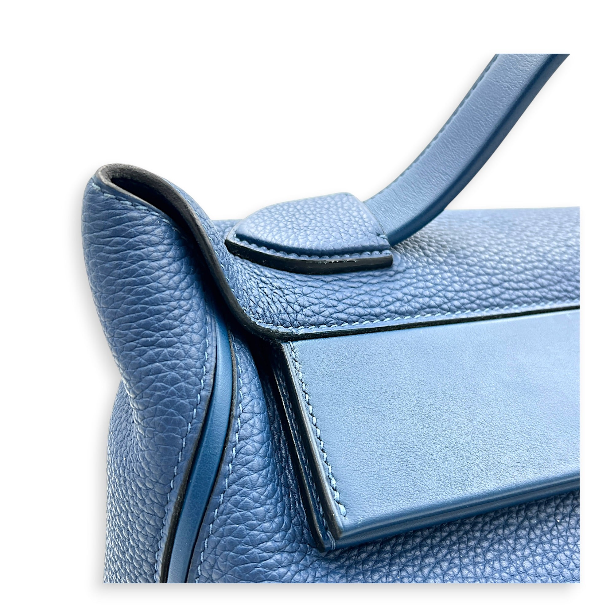 24/24 Bleu Brighton Top Handle Bag in Togo, Palladium hardware