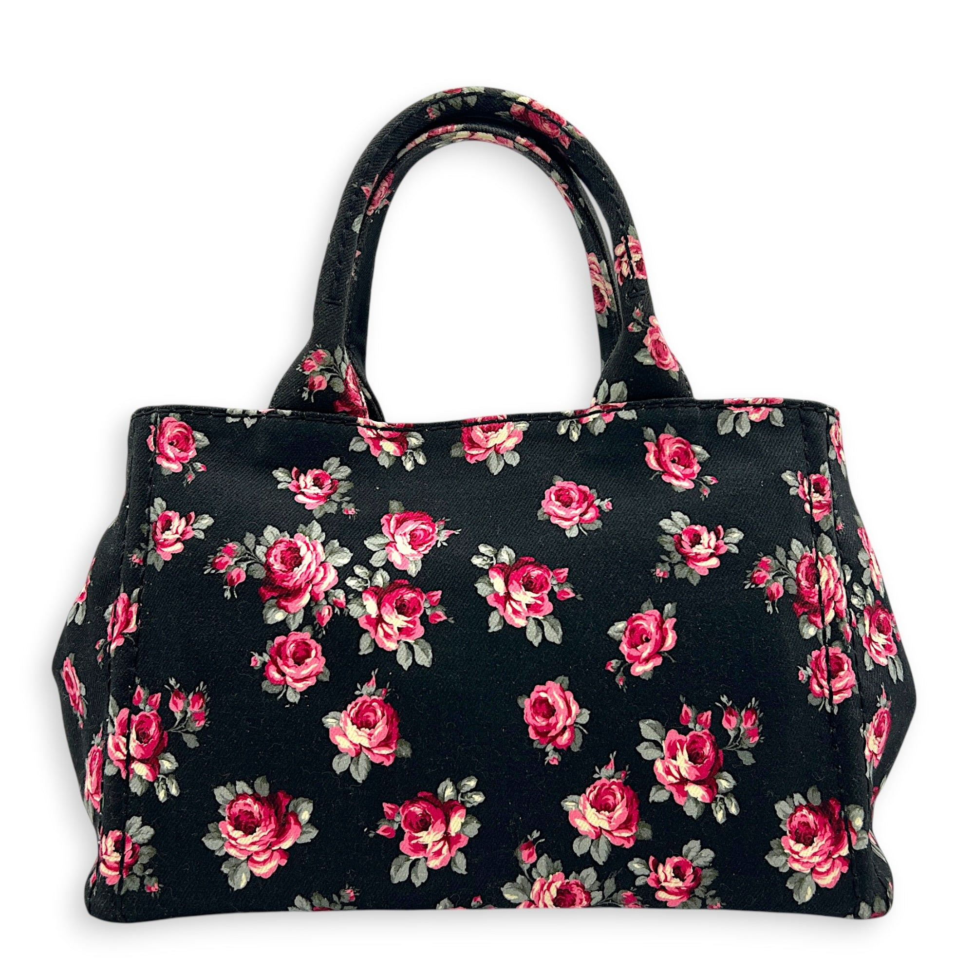 Canapa Top Handle Bag Black in Canvas, Silver hardware