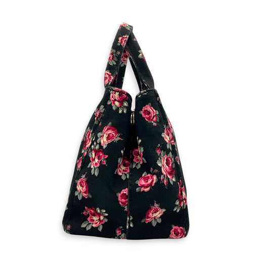 Canapa Top Handle Bag Black in Canvas, Silver hardware