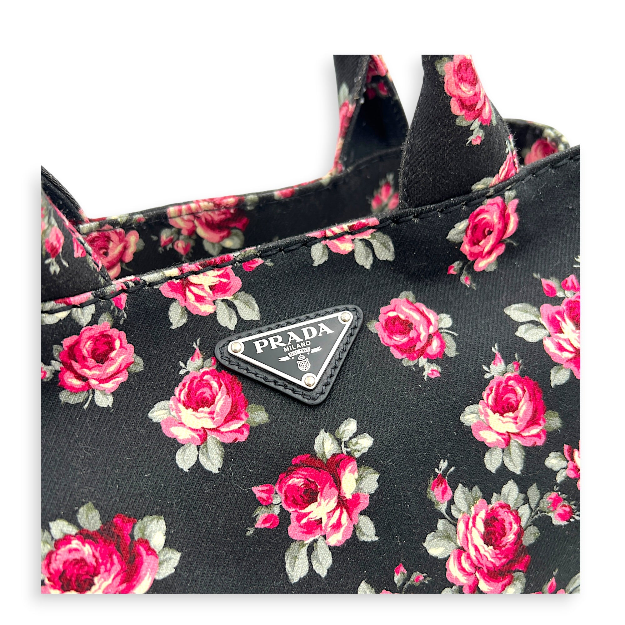 Canapa Top Handle Bag Black in Canvas, Silver hardware