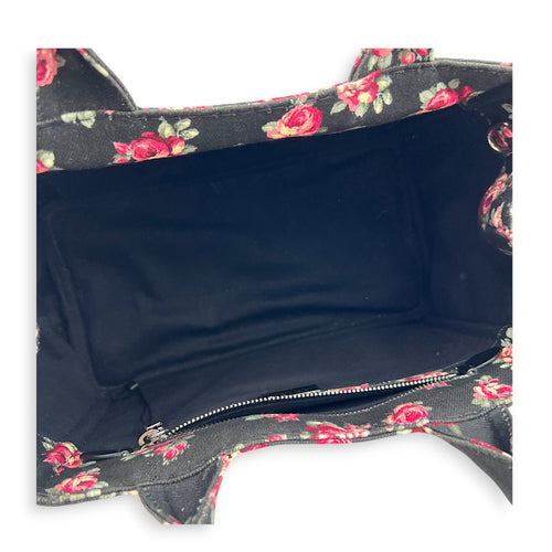 Canapa Top Handle Bag Black in Canvas, Silver hardware