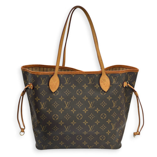 Neverfull Tote Bag Brown in Monogram Coated Canvas, Gold hardware