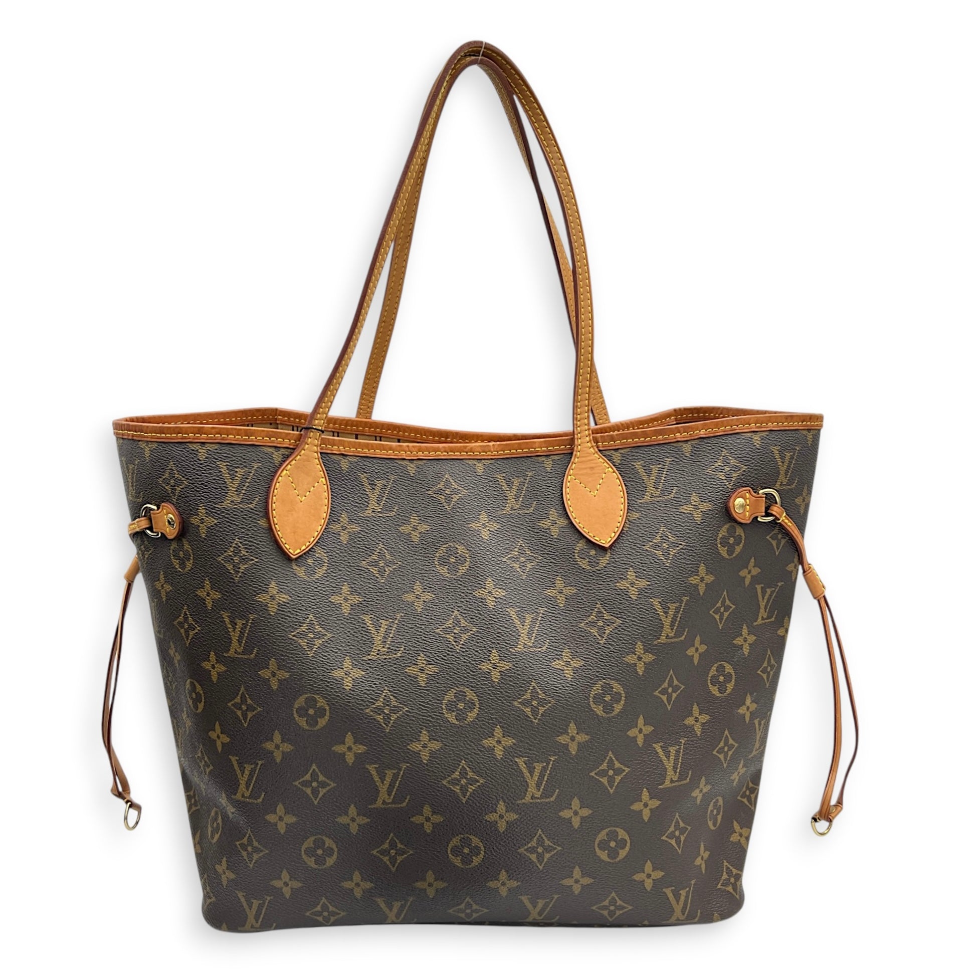 Neverfull Tote Bag Brown in Monogram Coated Canvas, Gold hardware