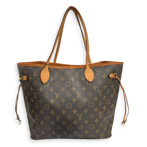 Neverfull Tote Bag Brown in Monogram Coated Canvas, Gold hardware