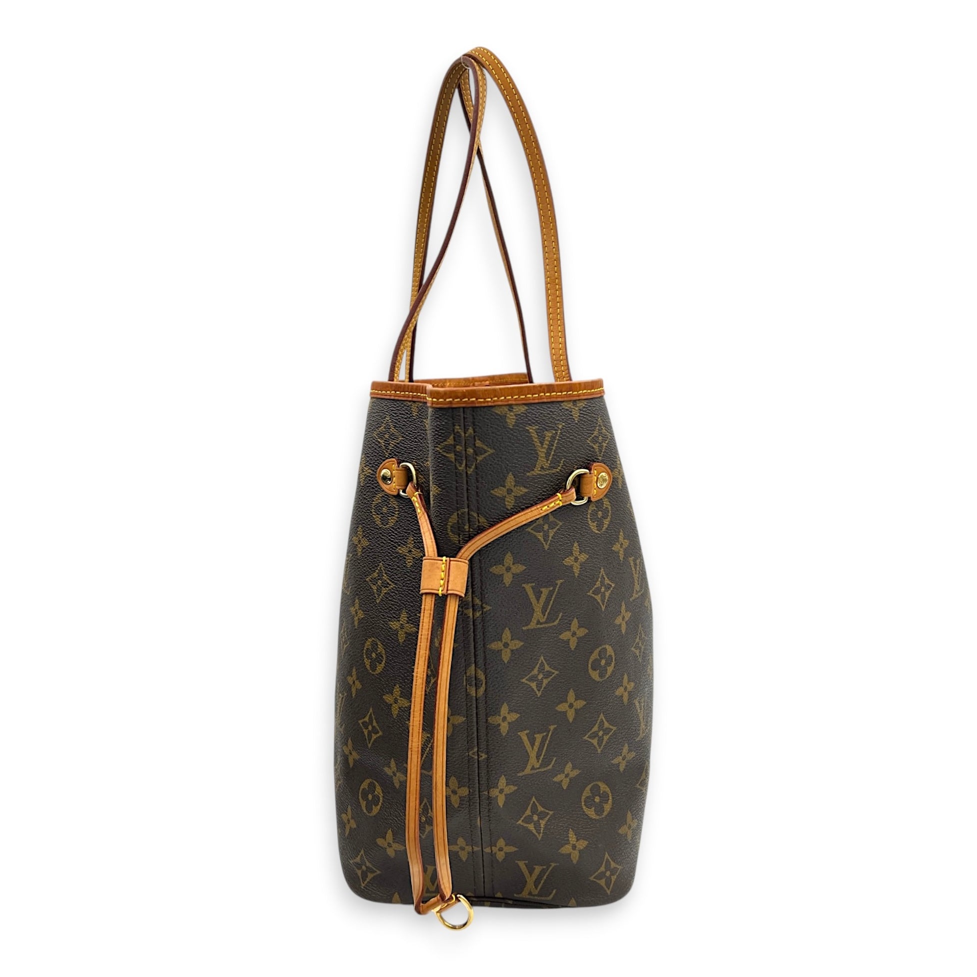 Neverfull Tote Bag Brown in Monogram Coated Canvas, Gold hardware