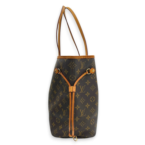 Neverfull Tote Bag Brown in Monogram Coated Canvas, Gold hardware