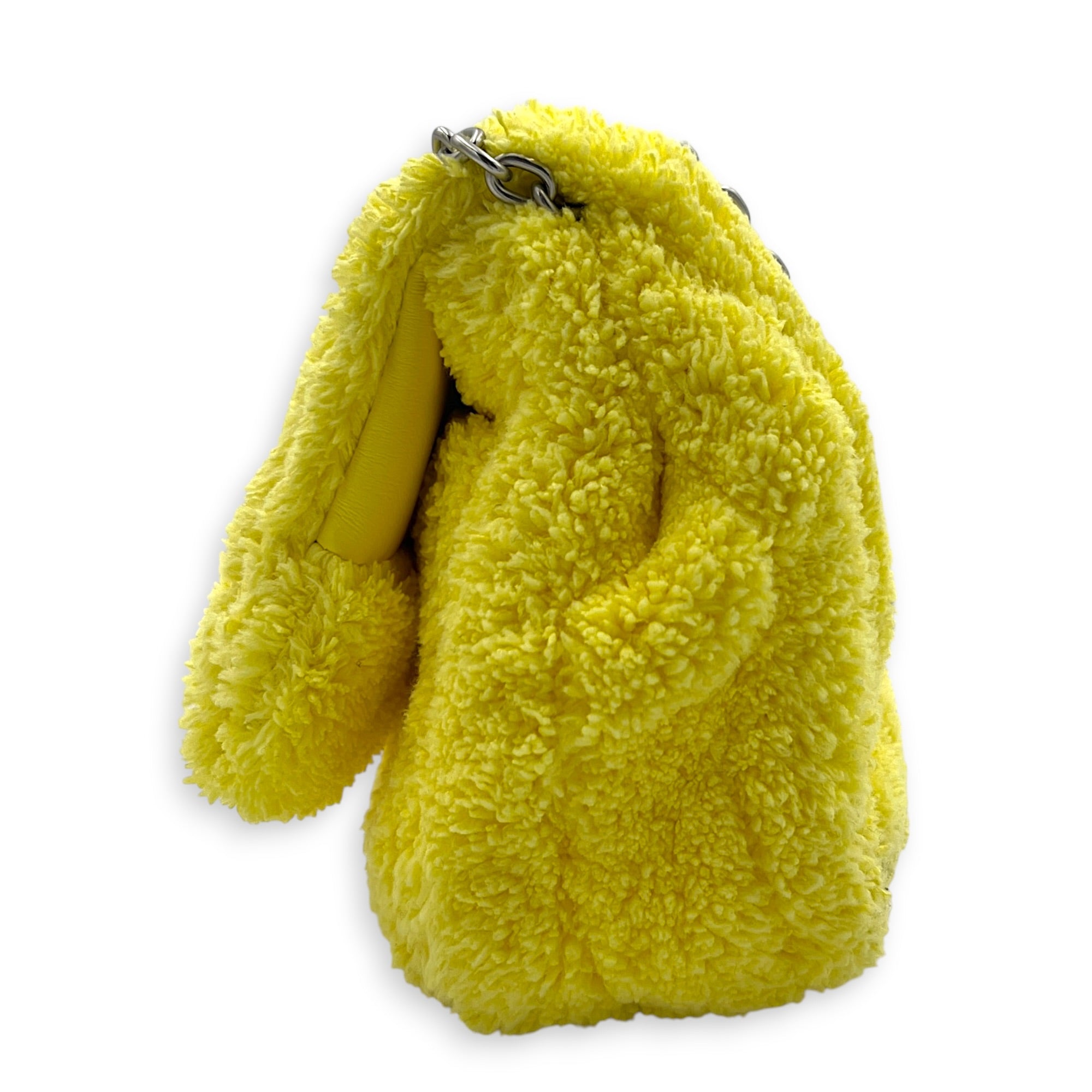 Monaco Shoulder Bag Yellow in Terry Cloth, Silver hardware