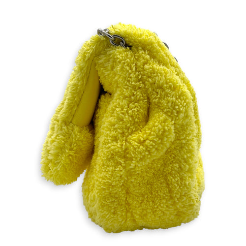 Monaco Shoulder Bag Yellow in Terry Cloth, Silver hardware