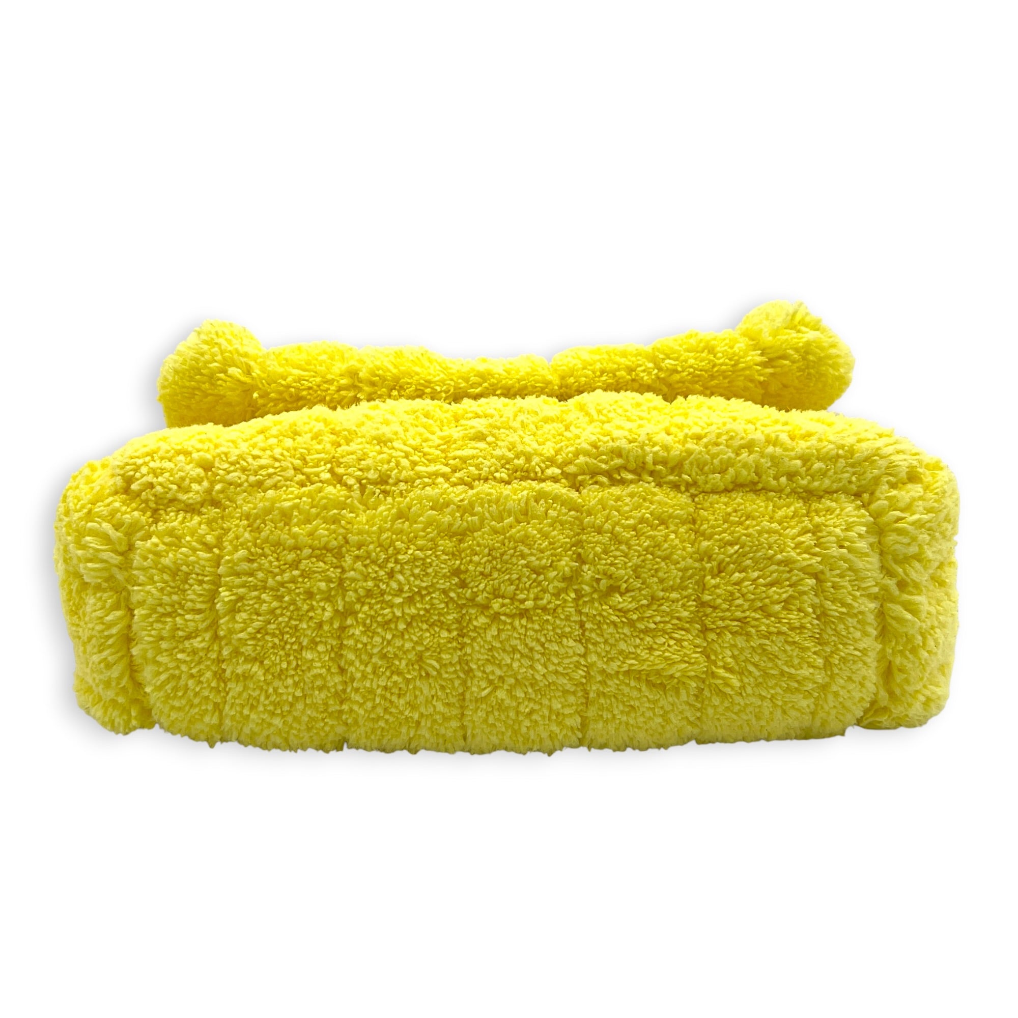 Monaco Shoulder Bag Yellow in Terry Cloth, Silver hardware