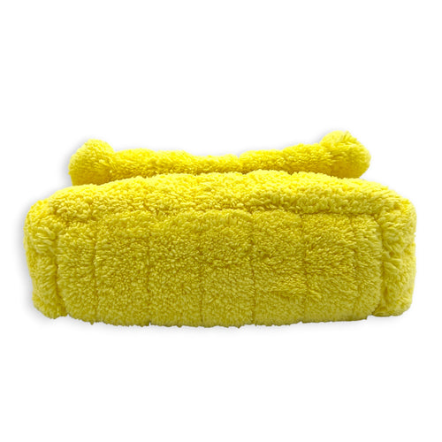 Monaco Shoulder Bag Yellow in Terry Cloth, Silver hardware