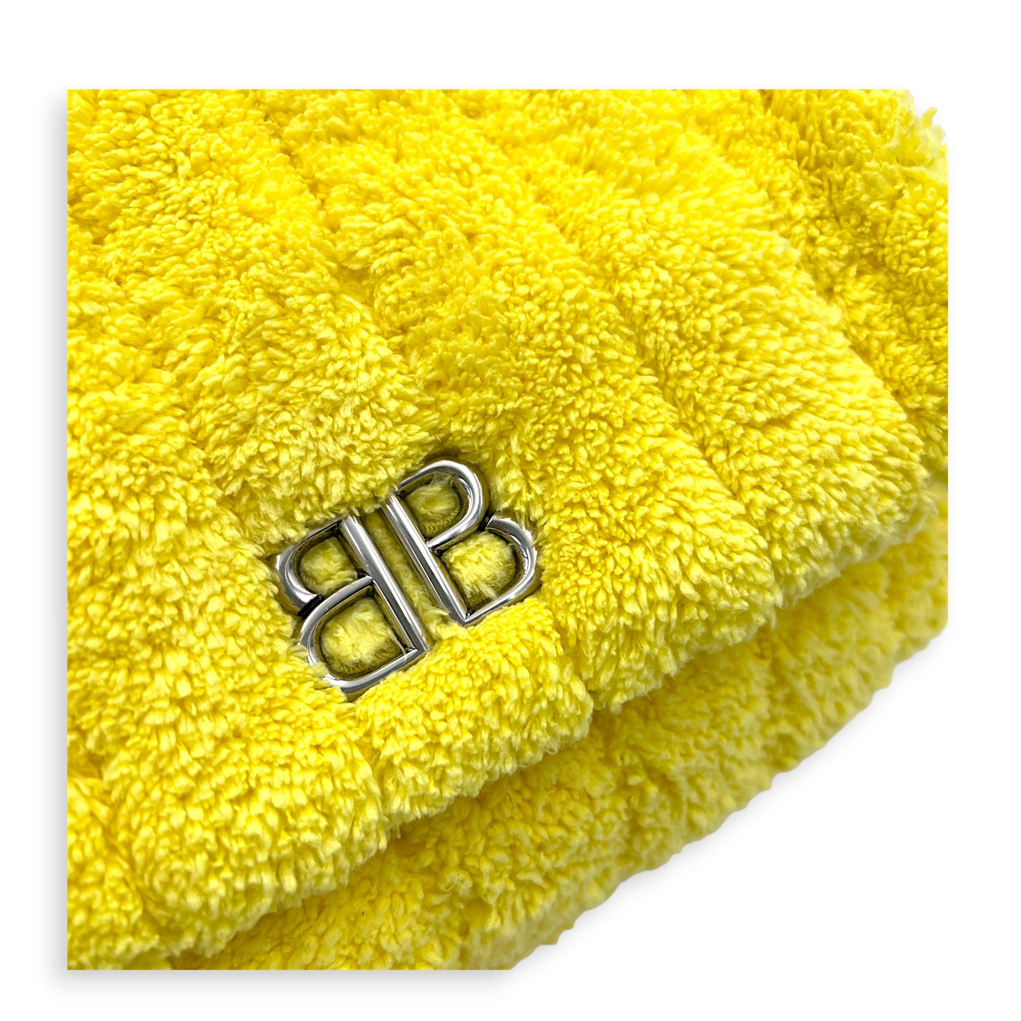 Monaco Shoulder Bag Yellow in Terry Cloth, Silver hardware