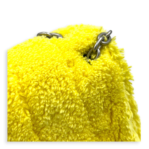 Monaco Shoulder Bag Yellow in Terry Cloth, Silver hardware