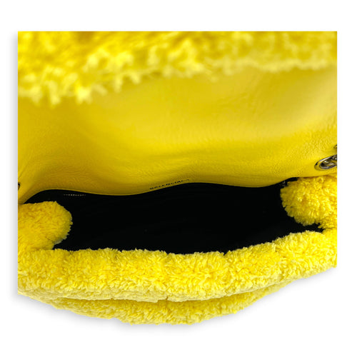 Monaco Shoulder Bag Yellow in Terry Cloth, Silver hardware