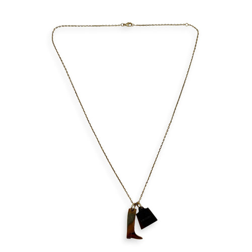 Amulette Pendentif Maroquinier Gold Necklace in Metal & Resin, Gold hardware