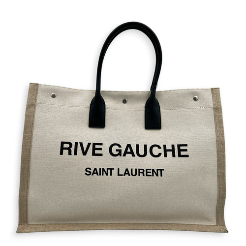 Rive Gauche Tote Bag White in Canvas, Silver hardware