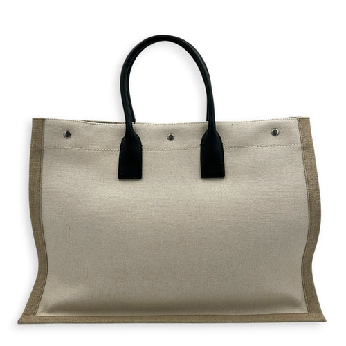 Rive Gauche Tote Bag White in Canvas, Silver hardware